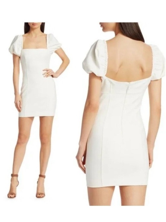 cinq a sept Dresses & Skirts - Cinq à Sept Havana Puff-Sleeve square neck ivory Mini Dress 12